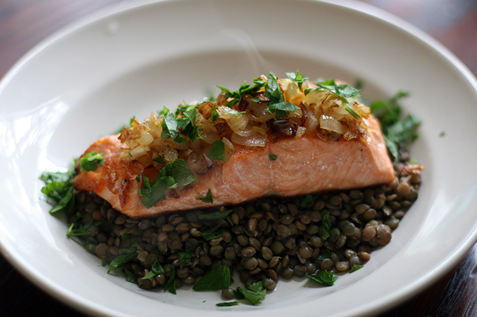 salmon-lentils